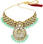 Aheli Indian Wedding Kundan Beaded Bridal Long Choker Necklace Earrings with Maang Tikka Traditional Jewellery Set for Women - Image 6